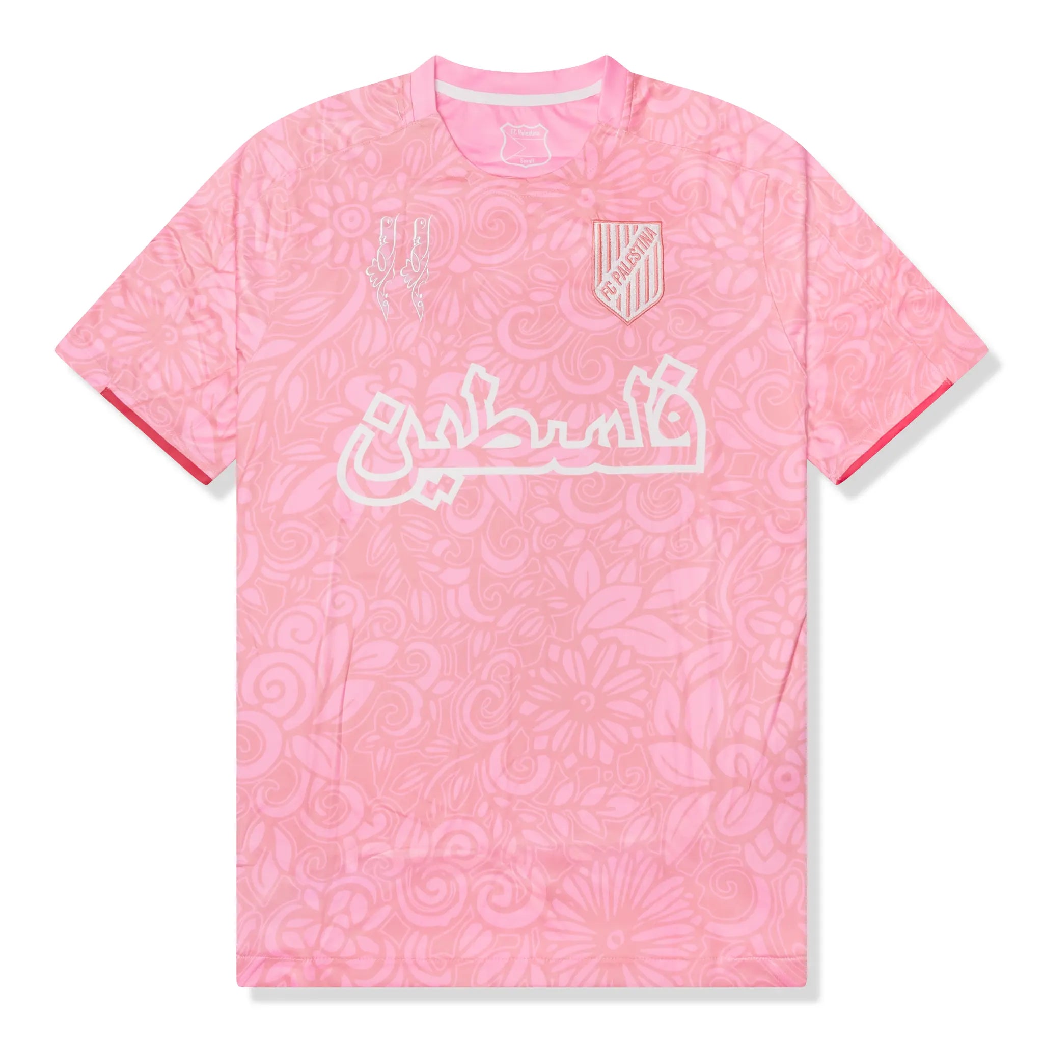 Front view of FC Palestina x Farrah Azam Pink T Shirt